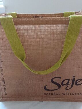 Saje burlap shopping/tote bag.